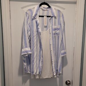 Blue and White Striped Shirt with Tank